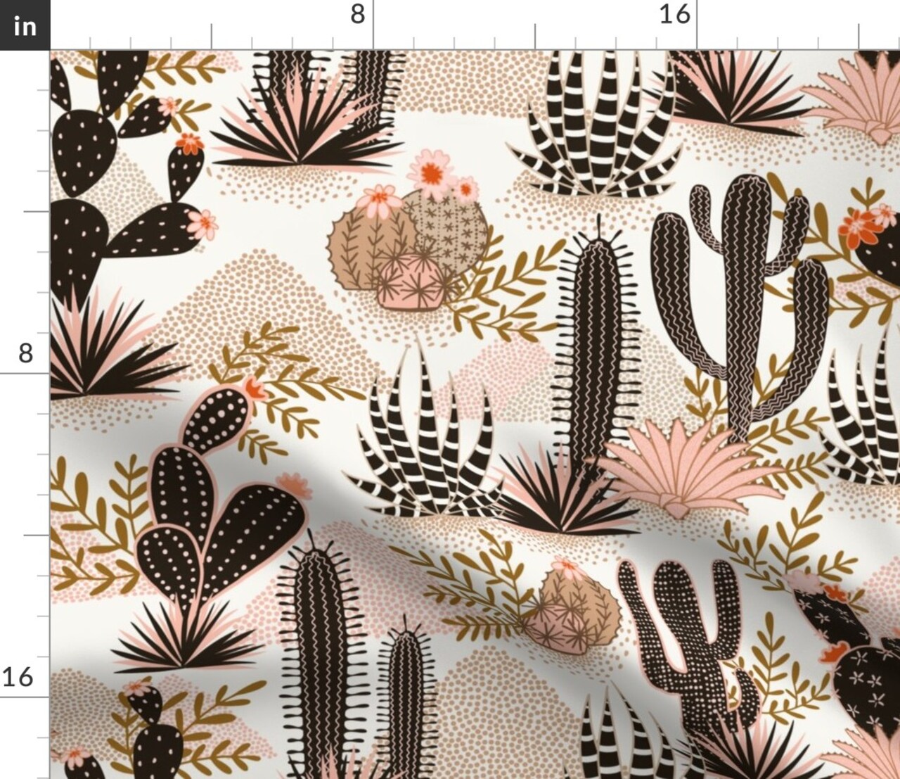 Southwestern Cacti Modern Rustic Country Western Style Down Home Cowboy Cowgirl Custom Printed Fabric by Spoonflower Various Fabrics by the Yard or Fat Quarter